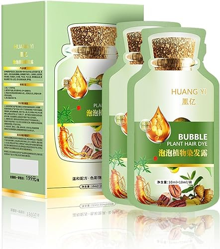 Bubble Plant Hair Dye, Natural Plant Hair Dye, New Botanical Bubble Hair Dye, Botanical Hair Dye Shampoo, Natural Hair Shampoo, Plant Bubble Hair Dye, 10Packs/Box (Dark Brown)