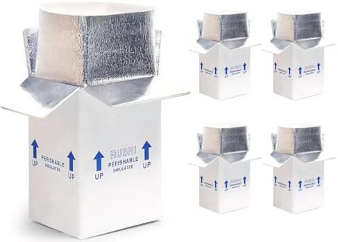 Insulated Shipping Boxes with Foil Liner, Small Perishable Food Mailers, White, 4 Pack (7x6x10)
