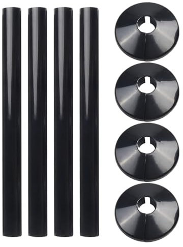 E2trade Black 15mm Radiator Pipe Hole Collars Cover Radsnaps (Pack of 4 Collar & Sleeve) Black (Black)