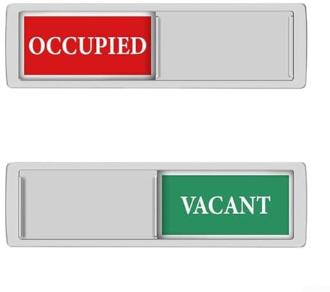 Bathroom Toilet Sign, Occupied/Vacant Door Signs, Vacant In Use Sliding Door Sign, Privacy Signboard For Offices Restroom(Silver)
