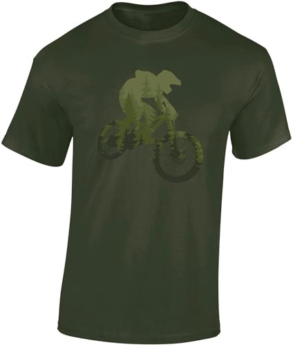 Baddery Fahrrad T-Shirt Herren - „Forest Ride“ - MTB Mountainbike Shirt für Radfahrer (Army S)