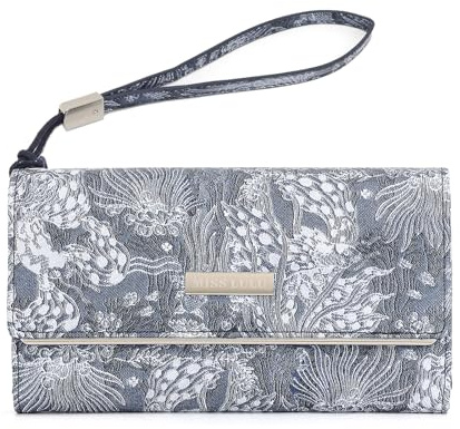 Miss Lulu Large Women's Wallet, Elegant Women's Wallet, Synthetic Leather Coin Purse with White Print Women's Purse
