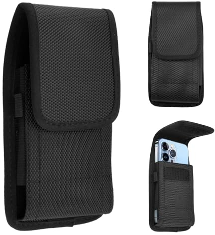 Funda Móvil Mochila, Cinturón Funda Vertical Oxford con Velcro y Mosquetón, Cartucheras Fundas con Clip para Teléfono Bolsillo de Cintura, para iPhone 16 15 14 13 12 11 Pro Smartphone