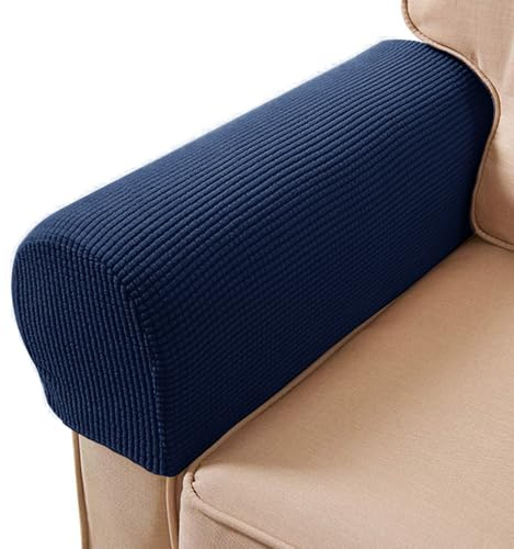 ESRISE Sofa Arm Chair Covers, Couch Armrest Armchair Covers, Stretch Anti-Slip Recliner Slipcovers Furniture Protector, Set of 2 (Navy Blue)