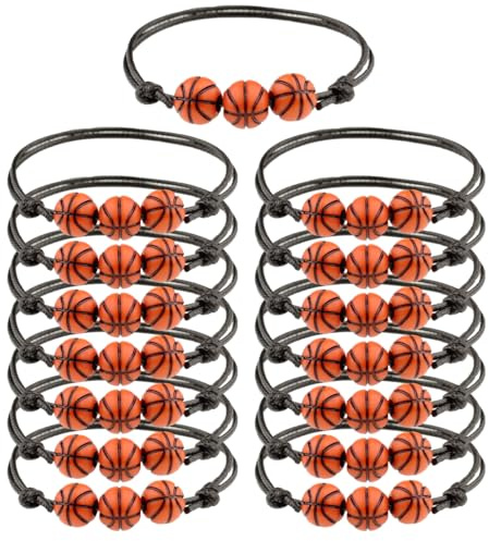 Set da 15 braccialetti intrecciati regolabili con perline da basket per bambini, ragazzi e uomini, braccialetti motivazionali per feste sportive