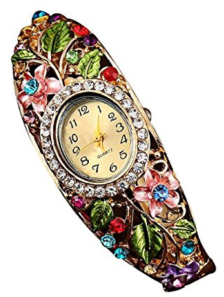 och klocka kvinnor blomma kvarts klocka armband damklocka