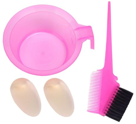 Alipis 2 Sets Hair Dye Comb and Brush Kit Double-sided Hair Coloring Tools with Mixing Bowl Professional for DIY and Root Touch up (pink