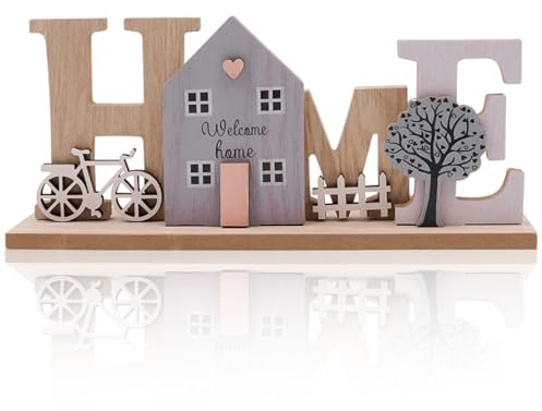 Cisolen Espositore in legno decorativo per la casa, espositore in legno con scritte, decorazione per la casa, per soggiorno, davanzale, corridoio, camera da letto, regalo per la nuova casa, Natale