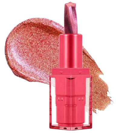 U-Shinein Star Spiral Shine Rouge à lèvres, avec paillettes nacrées, longue tenue et lisse, rouge à lèvres nourrissant avec finition brillante rose pêche scintillante