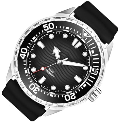 Sxhlseller Reloj de Buceo de Cuarzo con Energía Solar, Brillo Nocturno, Correa de Silicona Resistente a la Lluvia de 300 M, para Hombres y Mujeres, Tecnología de Iluminación Rápida para Exteriores,
