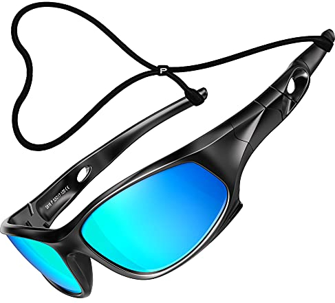 ATTCL Kinder Sonnenbrille TR90 Polarisierte Sportbrille für Jungen und Mädchen Alter 3-10 (5025 black-blue) UV400 CAT 3 CE