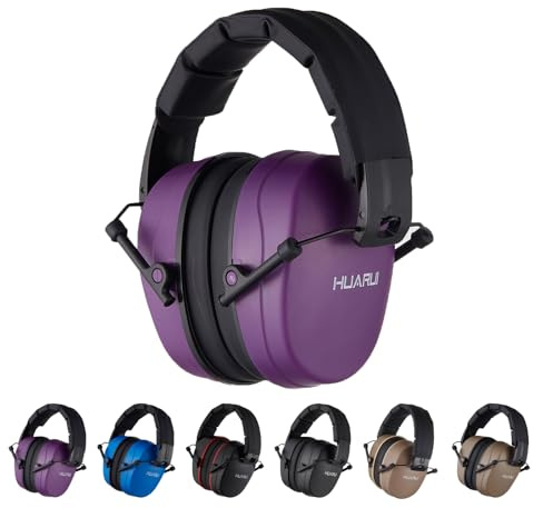 HUARUI Hearing Protection Ear Muffs SNR 29dB Noise Cancelling Headphones for Adults Kids Autism,Safety Earmuffs for Hunting,Shooting, Mowing, Construction(Purple)