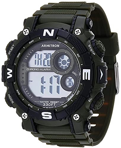 Armitron Sport 40/8284 Reloj Deportivo Digital con cronógrafo y Correa de Resina, para Hombre, Verde Militar
