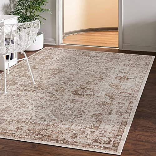 Mazovia Abstraktes Vintage Designer Teppich - Kurzflor - Weich Teppich für Wohnzimmer, Esszimmer - ÖKO-TEX Wohnzimmerteppich - Teppiche Beige 140 x 200 cm