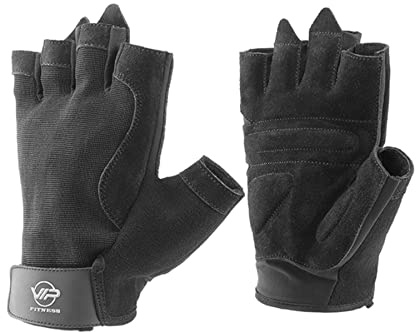 VIP Value Essentials Herren- und Damen-Handschuhe, Leder, atmungsaktiv, für Gewichtheben, Fitnessstudio, Trainingshandschuhe, Größe L, Schwarz