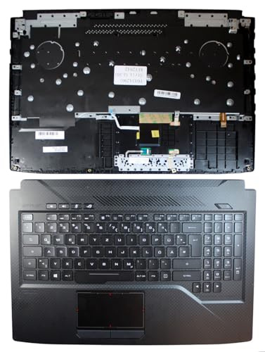 Power4Laptops Tysk med topcase och pekplatta svart ersättning för bärbar dator tangentbord kompatibel med Asus GL503VD-UH73