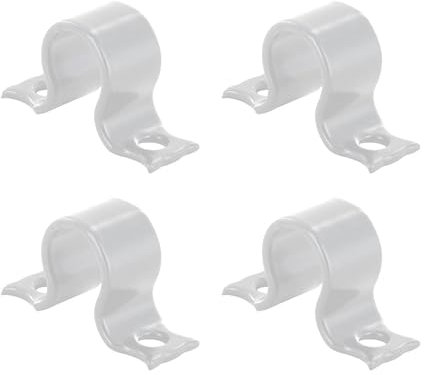 Lot de 4 Colliers d'Espagnolette - Aluminium Noir ou Blanc - 40 x 14 mm - Entraxe 28 mm - Lacet pour Tringle ou Barre de Volet Battant - Accessoire fermeture - à Visser - Fabrication Française (Blanc)