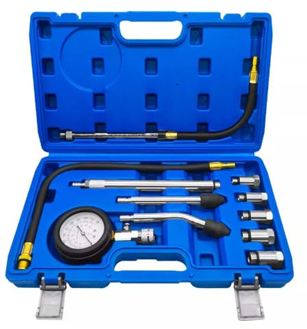 KFZ Kompressionstester, 11 Stück Kompressionstester-Satz für Benzinmotoren Kompressionsprüfer Benzin Digitales Kompressionsmessgerät Motor Zylinder Auto