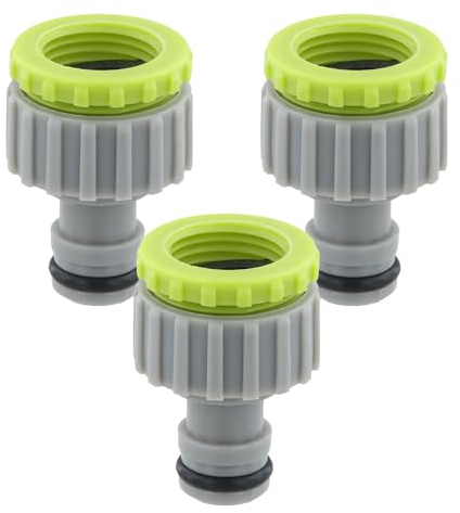 Anseom 3 Piezas Conectores de Grifo De Jardín, Racor de Grifo Hembra Plástico ABS Conector Universal, Adaptador para Unión de Grifo con Manguera 1/2 pulgadas 3/4 pulgadas BSP 2 en 1 Adaptador de Grifo