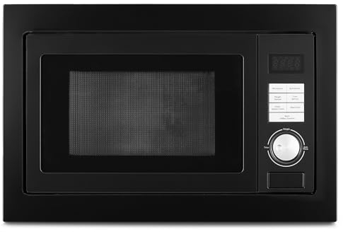 Smad Einbaumikrowelle mit Grill, Kombi, 900W, 25L, Einbaumikrowelle 60cm breit, 8 Automatikprogramme, Auftaufunktion, Elektronikuhr, LED-Dispaly, Glasdrehteller 31,5cm, Kindersicherung, Schwarz