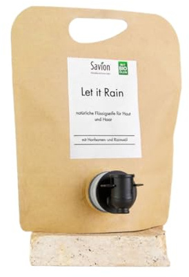 Savion Let it Rain Flüssigseife | Bio & Vegan | Hanf & Rizinusöl | Natürliche Haarpflege | Sanfte Reinigung: Flüssigseife für Haut & Haar (750 ml)