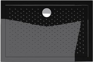 doporro Plato de Ducha Rectangular Antideslizante 80x120x4 cm – Acrílico Negro, Conexiones DIN, Instalación a Ras de Suelo – Lucia02