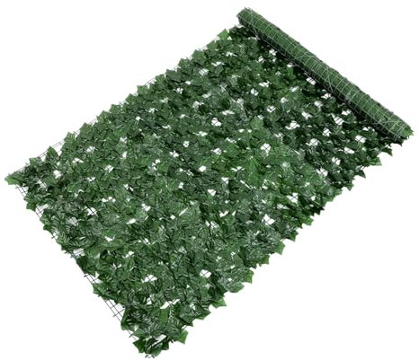 VICASKY 1 rollo de valla de hiedra artificial, estera de protección visual duradera UV para jardín, decoración de pared, fácil instalación con bridas, fácil cuidado