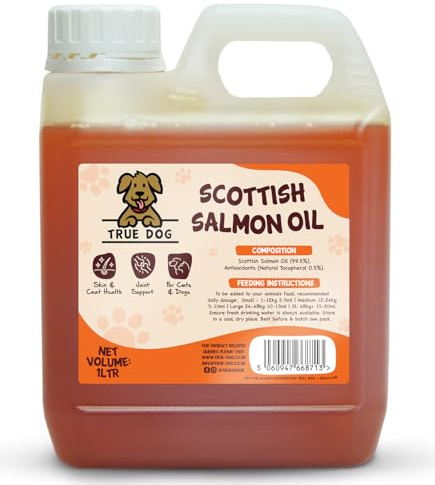 Pure Scottish Salmon Oil 1ltr | Natural Skin & Coat Supplement for Dogs, Supports Itchy Skin, Omega 3, 6 & 9, Joint & Hip Support, Manufactured in the UK
