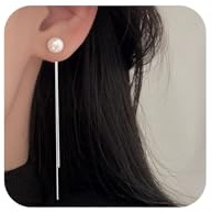 Orecchini lunghi con perle in argento 925, da donna, estivi, in argento, ideali come regalo di nozze per fidanzate e ragazze, 10 Paar, Argento sterling, Perla