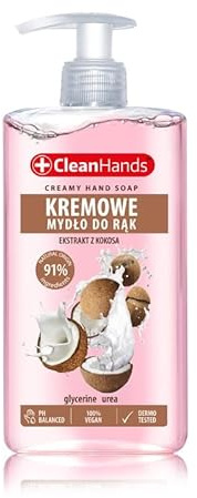 Cremige Flüssigseife CLEAN HANDS, Kokosnuss, 300 ml, Hand Handseife, Hände Waschen, Handwaschseife