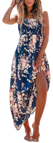 CUPSHE Women's Maxi Dress Ditsy Floral Sleeveless Smocked Ruffled Spaghetti Straps Long Summer Beach Dresses