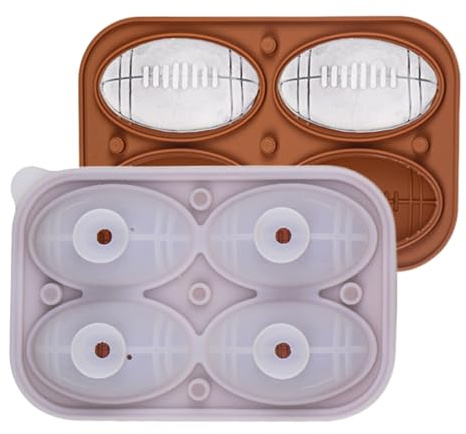 Kustimantu Stampo per palla di ghiaccio da calcio | Modello di cucina 3D con 4 cavità - Forma in silicone per fondente - per bar Whisky cocktail congelatore torta cioccolato fondente palla di ghiaccio
