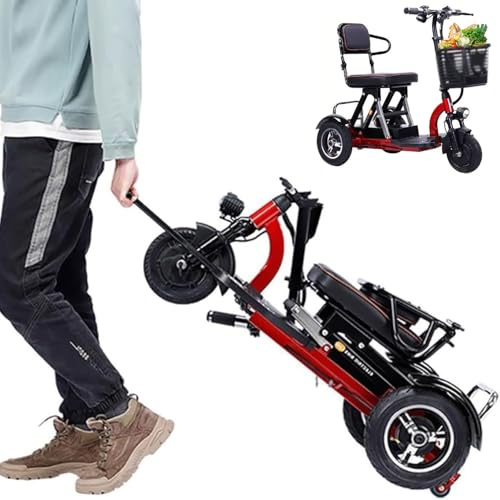 Scooter Scooter Leggeri per Anziani Scooter da Viaggio, Scooter Elettrico Pieghevole Leggero con Caricabatterie e Cestino per Anziani E Disabili
