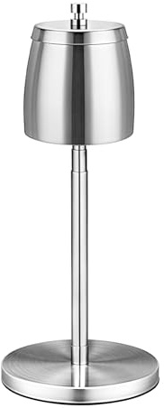 Cenicero de pie ajustable, grande para exteriores, altura extensible, 21,8 – 56,2 cm, acero inoxidable, con tapa y base antideslizante (plata)