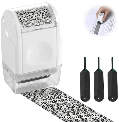 Borrador Etiquetas Paquete Rodillo Para Ocultar Datos Personales, Sello Rodillo Confidencial Blanco con Tinta de Recambio, Rodillo Privacidad Documentos y Sello Confidencial Documentos