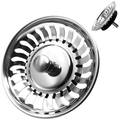 1 Stück Ø 78 mm Edelstahl Siebkörbchen Spüle, Universal Küchenspüle Stöpsel, Verstopfungsfrei Abflussdeckel Spüle, Abflussstopfen mit Sieb, Spülbecken Stöpsel für Küchenspüle, Badspüle