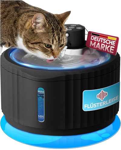 Miaura® Fontana per gatti senza fili e super silenziosa, fontana per gatti, capacità 2,8 l, fontana per gatti con sensore di movimento, fontana per gatti con eccellente durata della batteria