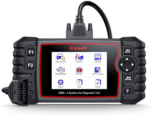 iCarsoft E660 OBD2 Scanner, Car Diagnostic Tool for Engine ABS SRS Transmission, Code Reader with 6 Maintenance Services, Oil/EPB/BMS/ETC/SAS/TPMS Reset, Battery Test, Lifetime No Charge Update