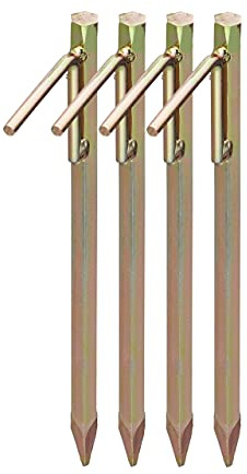 Relaxdays Set da 4 Picchetti XL, per Terreni Duri, 30,5 cm, Accessorio per Tende, da Piantare nel Terreno, Acciaio Galvanizzato, Oro