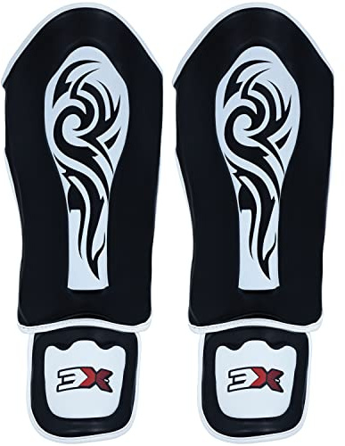 3X Sports Kids Muay Thai Shin Instep Guards - Durable Foot Protector, Lightweight Padding, Adjustable Straps, Shock Absorbing Foam, Easy Fit Sparring Training Gear, BJJ Karate Boxing Taekwondo