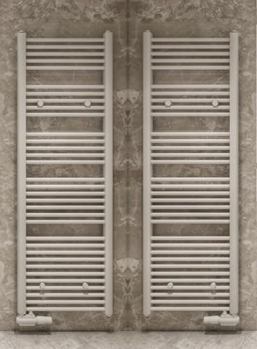 MC Heat Premium Badheizkörper 600x1200 mm - Handtuchwärmer mit flexiblem Anschluss Links/Rechts - Moderne Badheizung mit Mittelanschluss