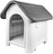 Mighty Plastic Dog Cat Kennel House Weatherproof For Indoor And Outdoor Pet Shelter Blue + Grey (Grey)