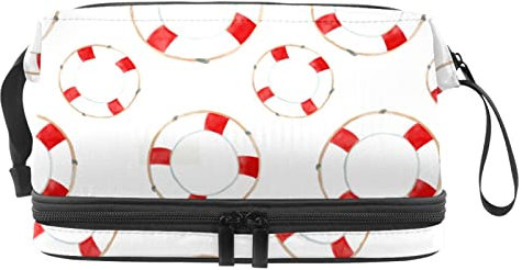 Large Capacity Travel Cosmetic Bag,Makeup Bag,Waterproof Makeup Bag Organizer, Red Lifebuoy