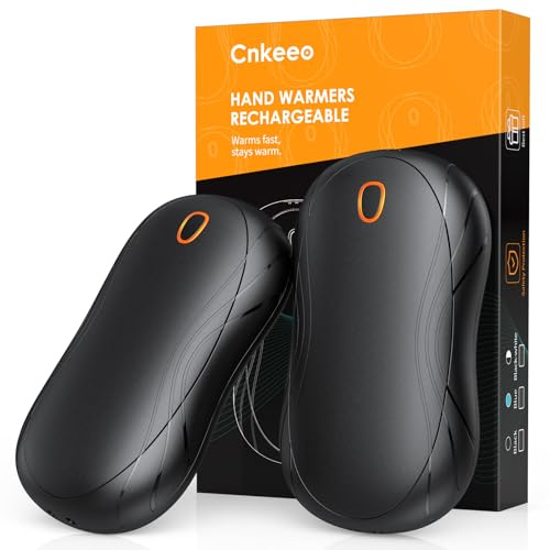 Calentador de Manos, Cnkeeo Calienta Manos Recargable de Bolsillo, Temperatura 40-55℃ con 3 Niveles de calefacción Ajustables, Calentador para Raynauds, Camping, Christmas Regalos (2 PS, Negro)