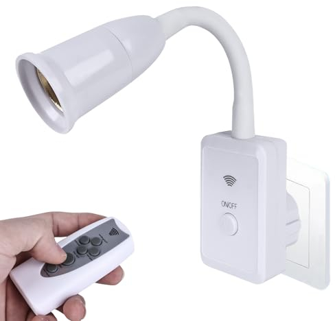 Nizirioo E27 Lampenfassung mit Fernbedienung: Intelligente Fernbedienung LED Steckdosenlampe, Wandlampe Lampenfassung 360° Einstellbar Flexiblem Schwanenhals Steckerleuchte, Leselampe, Ohne Glühbirne