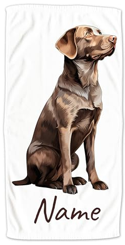 GRAZDesign Handtuch mit Hund und Namen personalisiert, Labrador Retriever auf Duschtuch, Badetuch in Zwei Größen - 140x70cm