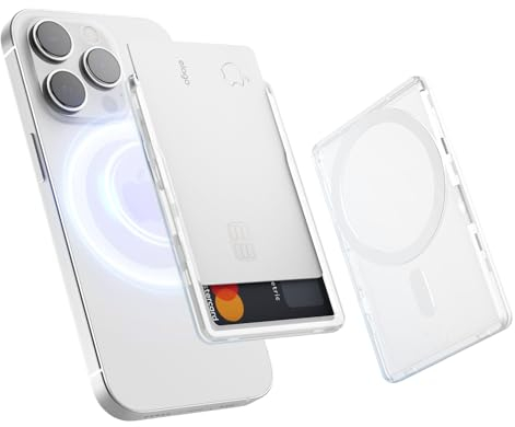 elago Deslizador para Tarjetas Magnético Transparente Compatible con MagSafe, iPhone 17/16/15/14/13/12 - Cartera de Teléfono Segura, Construcción de PC Duradera, Uso Conveniente (Clear)