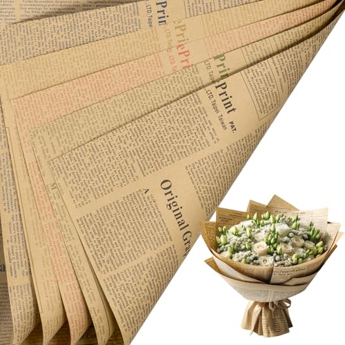 LeZakaa 20 ark pysseltidningspapper för tidningspapper – vändbart blommigt bukettpapper – blandade färger teckensnitt kraftdesign för alla hjärtans dag, mors dag, fester, födelsedagar, bröllop