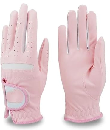 MAYANGYANG Golfhandske 1 par golfhandskar kvinnor vänster hand höger hand andningsbar blå rosa mjuk mikrofiberduk halkfri dam golfhandske för damer golfhandskar (1 par rosa, 19 medium stor)