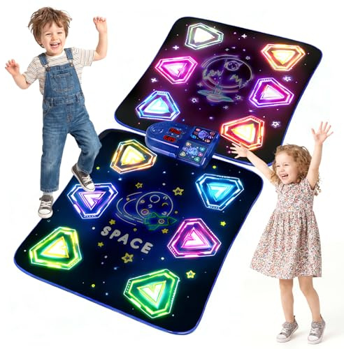 Pafolo Dance Mats for Girls 4-8, Electronic Dance Mats, Dance Mat Toys, Kids Dance Mat, Girls Dance Mat, Dancing Mat, 2-Player LED Light Music Dance Toy with 5 Modes, Develops Hand-Eye Coordination